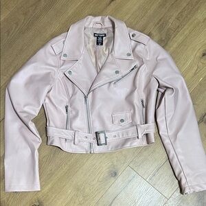 Hot Topic Light Pink Faux Leather Biker Jacket